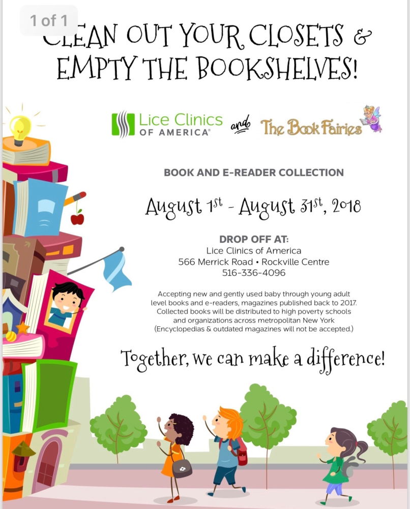Lice Clinics of America Long Island and The Book Fairies LCA Long Island Book Drive with The Book Fairies